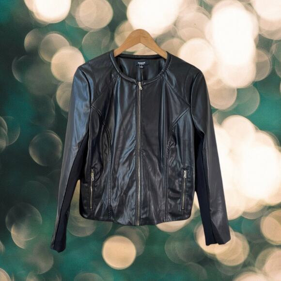 NWT PREMISE STUDIO Women's VEGAN Faux Leather Jacket Black Medium Biker Moto - Picture 6 of 6